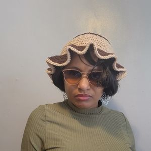 Brown & Beige Crochet Bucket Hat